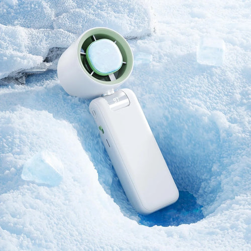 Experience Ultimate Cooling with Our Foldable Handheld Fan - 1-100 Speed Adjustable, Battery Powered Mini Fan Perfect for Travel and Outdoor Adventures in Sleek White